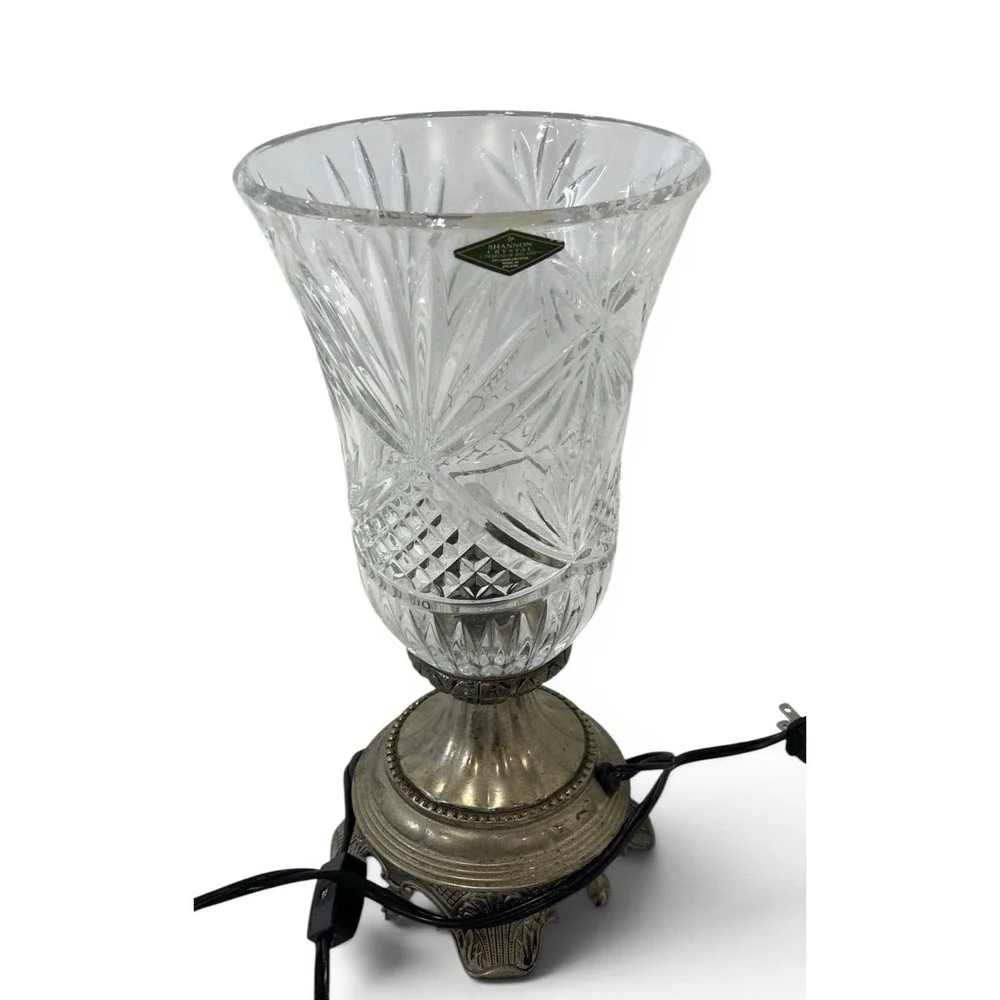 Vintage Shannon Irish Crystal Boudoir Lamp Brass Base By Godinger Art Co
